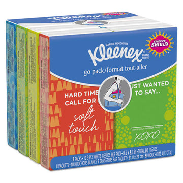 Kleenex® On The Go Packs Facial Tissues, 3-ply, White, 10 Sheets-pouch, 8 Pouches-pack, 12 Packs-carton freeshipping - TVN Wholesale